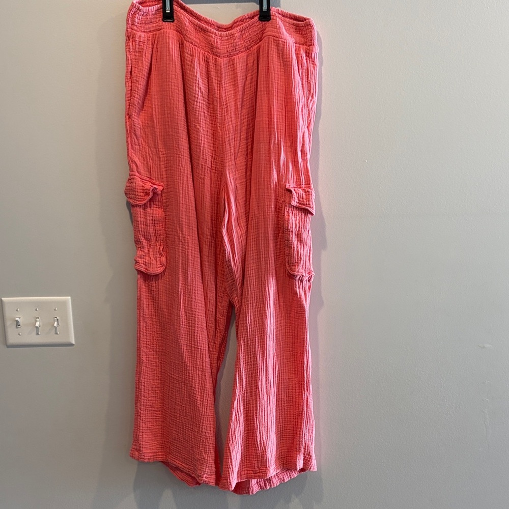 Aerie Coral Wide Leg Pants